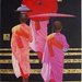 Buddhist Art Myanmar Painting with 3 Novices (Medium)