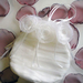 fehér tüll-organza menyasszonyi szütyő