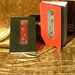 "Vörös és fekete" maratott üvegbetétes könyv, japán nillbe kötve